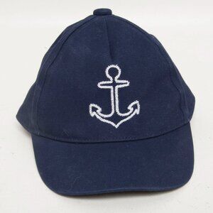 Janie & Jack Baby Boy Navy Blue Anchor Cap – 0-6 Months – Nautical Hat
